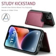 thumbnail image 5 of Fun-Casery for iPhone 14 Case with Card Holder, RFID Blocking Wallet Case Durable PU Leather Kickstand Slim Heavy Duty Shockproof Protective Case for iPhone 14,Winered, 5 of 9