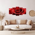 thumbnail image 2 of ZHONGYUTONG Red Rose Canvas Wall Art 5 Pieces Blooming Flower Water Drops Painting Prints (16"x24"x2pcs 16"x32"x2pcs 16"x40"x1pcs), 2 of 6