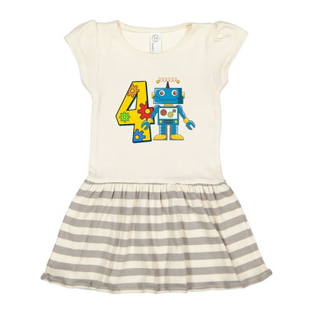 

Inktastic 4th Birthday Robot Gift Toddler Girl Dress