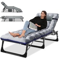 ABORON 4 Position Adjustable Sleeping Cots with Mattress & Pillow, Folding Camping Cot, Foldaway Guest Bed, Folding Lounge Chair