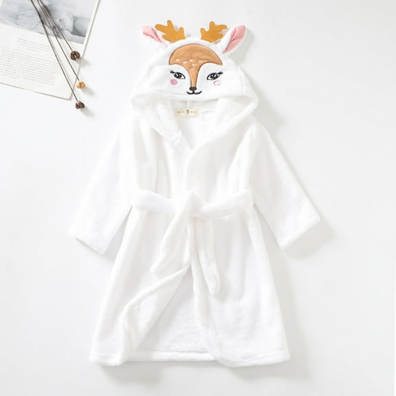 Kids Bathrobes for Girls Robes for Kids Cartoon Bathrobes Hooded Warm Flannel Night-Robe Sleepwear Pajamas Silk Sleepwear Robes Girls Bathrobes Size 3-4 Years
