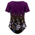 thumbnail image 6 of USSUMA Womens Blouses and Tops Dressy Women Classic Summer Floral Print Short Sleeve Plus Tunics Irregular Hem Tunic Tops Flowy Blouses Shirt Ladies Tops Trendy, 6 of 7