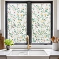 thumbnail image 2 of Spring Flowers Window Privacy Film, Yellow Pink Floral Leaves Country Farm Plants Static Cling UV Sun Blocking Heat Control Window Tint Day and Night, Non-Adhesive One Way Privacy Cover 17.7''x39.3'', 2 of 7