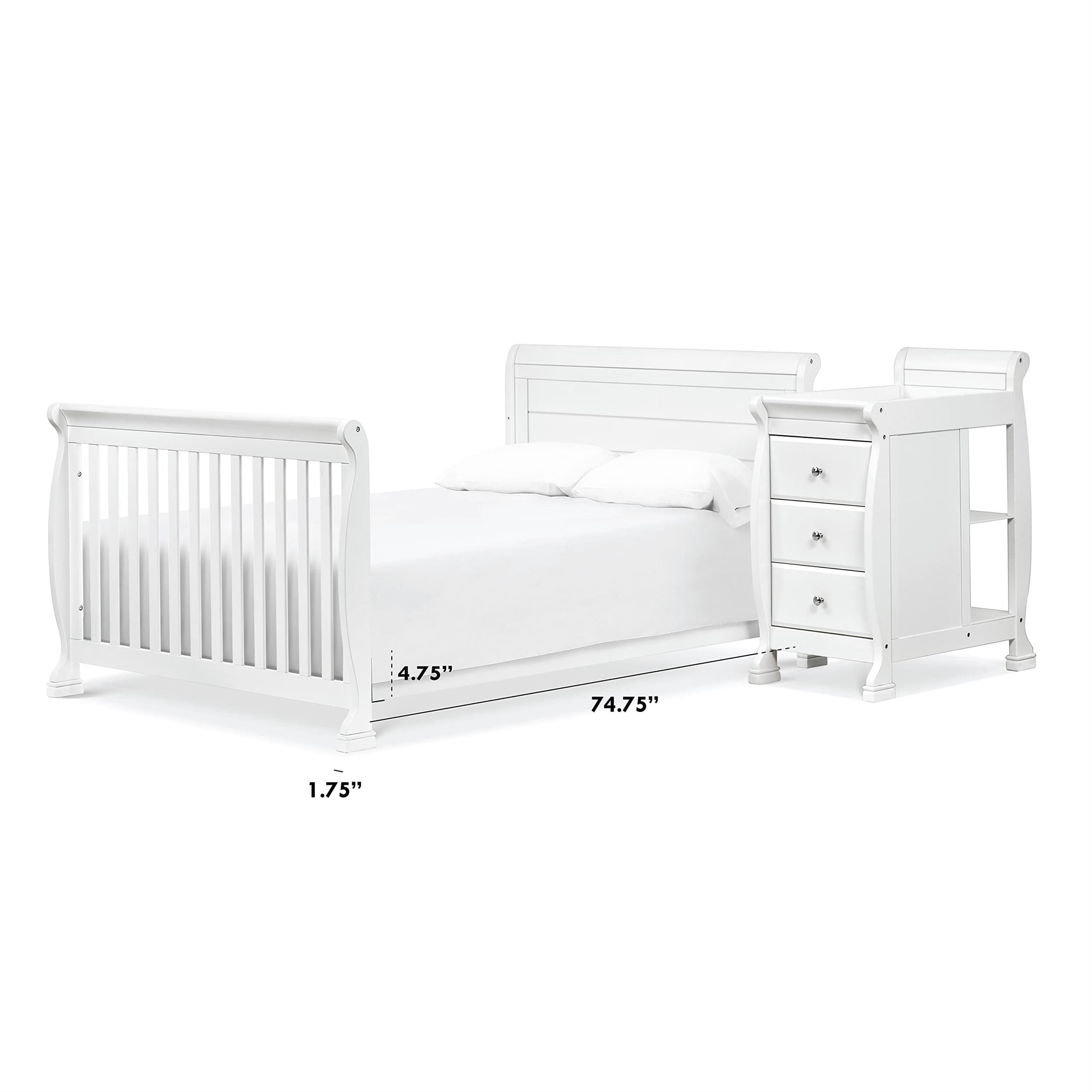 DaVinci Kalani Full-Size Pine Wood Bed Conversion Kit In White