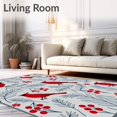 thumbnail image 2 of ODIKA 2'x3' Machine Washable Non-Slip Area Rug, Charming Winter Cardinals with Berry Clusters Decorative Motif High Traffic Rug, Red, 631453, 2 of 7