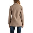 thumbnail image 3 of Abrigo de mujer INSPIRE CHIC, abrigo de doble botonadura con solapa, abrigo de invierno hasta el muslo, talla S, color caqui, 3 of 6