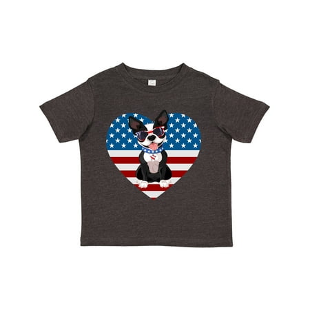 

Inktastic Boston Terrier Dog US Flag July 4th Gift Toddler Boy or Toddler Girl T-Shirt