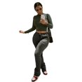 thumbnail image 5 of Pantalones casuales plisados con cordón y cintura alta elásticos de color sólido para mujer de otoño e invierno de estilo europeo y americano, 5 of 5