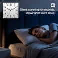 thumbnail image 4 of Grey Geometric Wooden Wall Clock Silent Non Ticking, Modern White Stripe Abstract Distortion Art Square Wall Clocks Battery Operated, Decor Clock for Home Office, Living Room, Kitchen, 10 Inch, 4 of 9