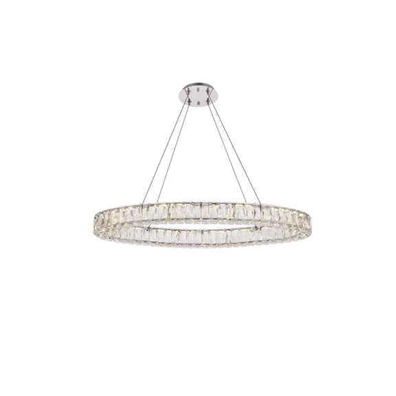 Monroe 36 inch LED oval single pendant in chrome