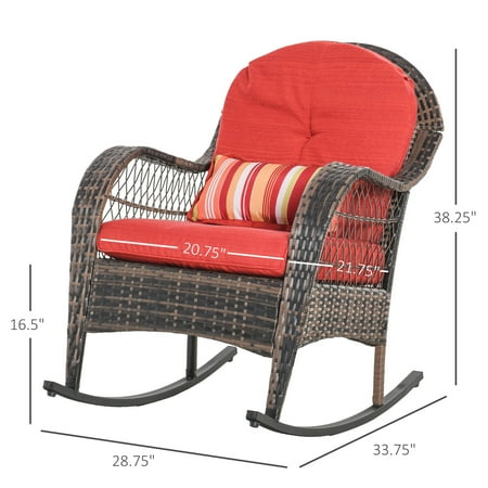 PE Rattan Rocking Chair Garden Furniture Patio Relaxer Outdoor Wicker