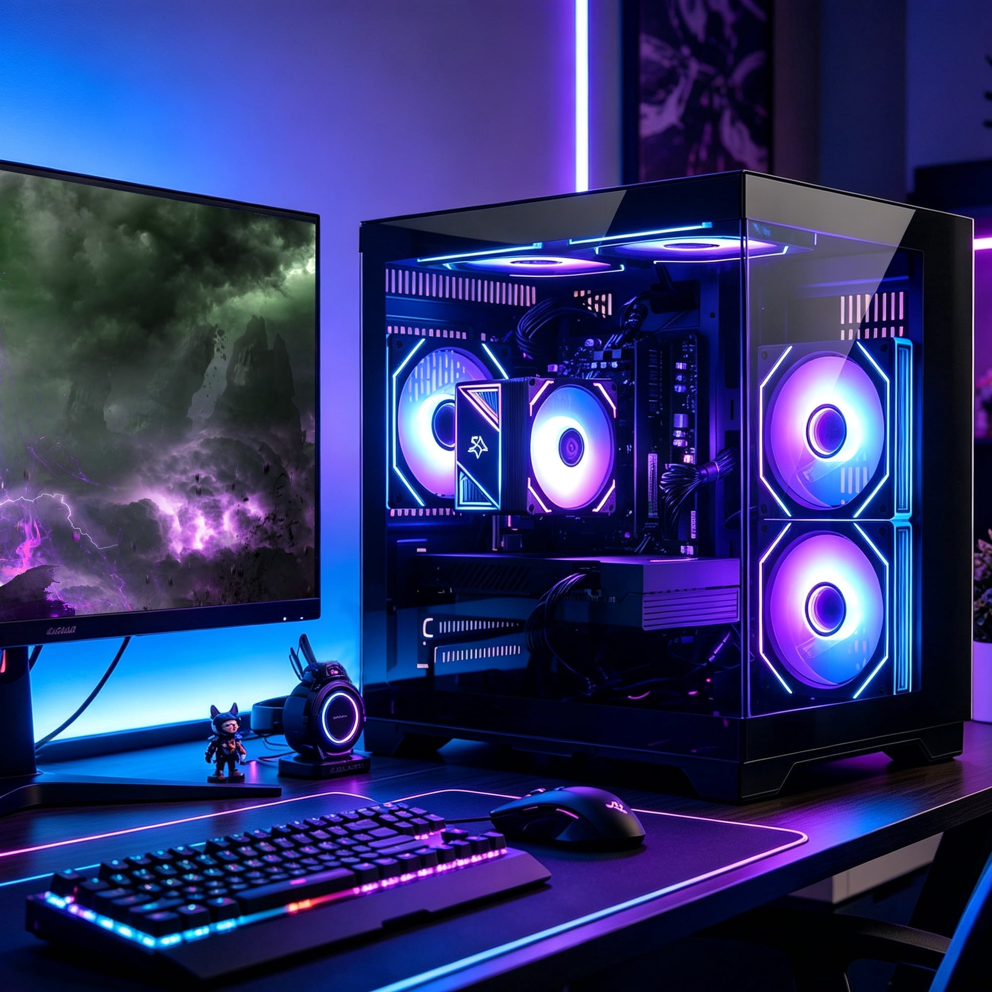 Hoengager King Gaming PC Desktop- AMD Ryzen 5 5500, Radeon RX 6500 XT 4GB, 16GB DDR4 ,1TB PCIe SSD ,ARGB Software ,Windows 11 Prebuilt Gaming PC