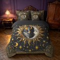 thumbnail image 3 of Homewish Hippie Sun Moon Twin Bedding, Glitter Stars Bedding Comforter Set, Black Gold, Black Reversible 7-Piece, 3 of 7