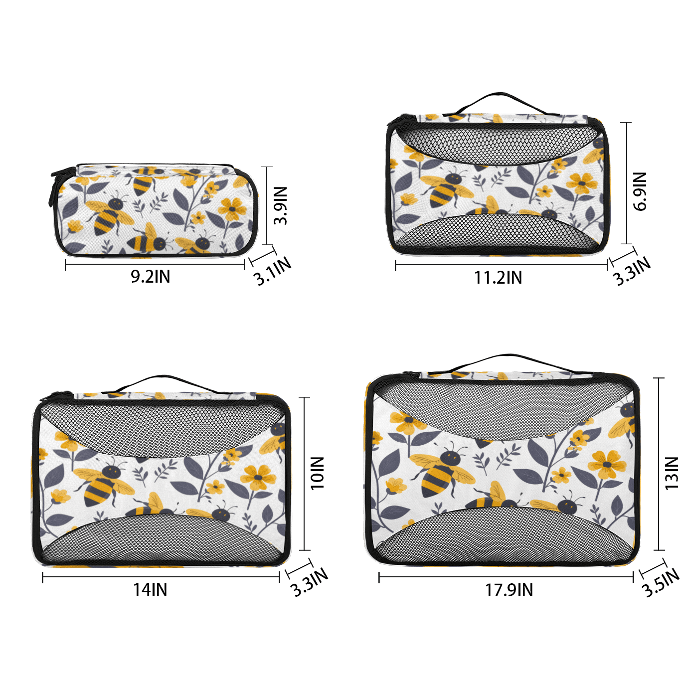 Floral Packing Cubes 4 Pcs Set, Packing Organizers for Suitcases with Ventilated Mesh, Lightweight Travel Luggage Organizers
