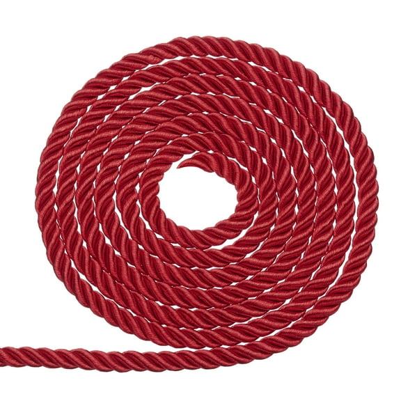 Uxcell Twisted Cord Trim, 5mm/11 Yard Trim Cord Rope 3-Ply Polyester Silk Twine Braided Rope Twist Ties Cords Silk Rope for Home Decor Graduation Honor Cord DIY Craft, Burgundy
