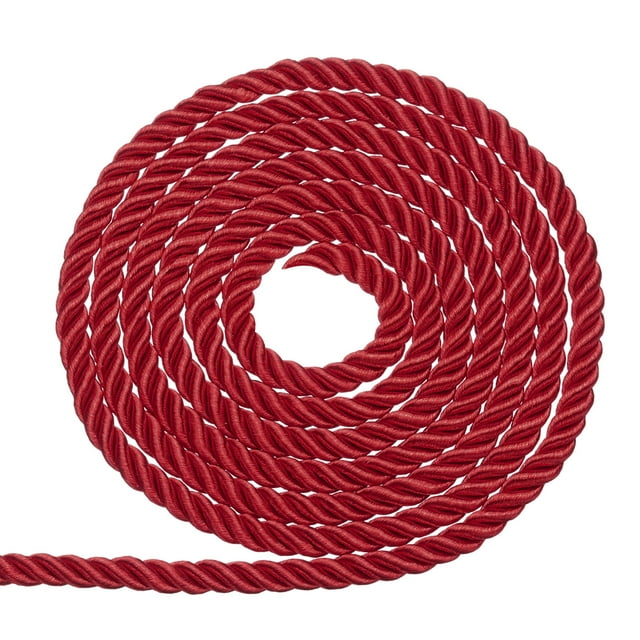 Cordón Retorcido Uxcell, Cuerda de Trim de 5mm/11 Yardas, Cuerda de Soga de Poliéster de 3 Capas, Cuerda Trenzada para Decoración del Hogar, Cuerda de Honor de Graduación, Manualidades DIY, Burdeos