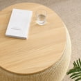 thumbnail image 5 of GZXS 25.5" Round Ottoman with Flip-Top Lid and Hidden Storage Compartment, Handmade Plastic Rattan Footrest/End Table, No Assembly, Natural, 5 of 10