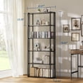 thumbnail image 2 of 6-Tier Bookshelf, 71" Tall Open Bookcase with Metal Frame, Freestanding Display Shelf for Bedroom, Living Room & Office, 2 of 7