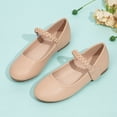 thumbnail image 6 of newwalpole Mary Jane Flats for Toddler Girls Little Kids Glittery Dress Princess Wedding Ballet Shoes Khaki for Size 1.5, 6 of 7