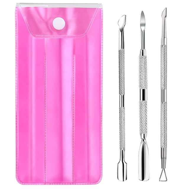 Empujador de cutículas, 3 piezas Gel Esmalte de uñas Removedor de cutículas Empujador de cutículas de uñas Herramientas de manicura y pedicura de acero inoxidable Raspador de cutículas de metal para u Namotu CZMR-HY1