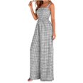 thumbnail image 2 of Women's Plaid Wide Leg Jumpsuit Square Neckline Sleeveless Spaghetti Strap Jumpsuits Overalls Dressy Tighten Waist Pocket Flowy Romper Casual Beach Outfit, 2 of 8