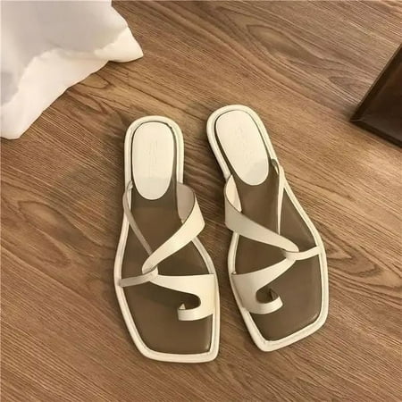 

Shoes Woman 2023 Med Slippers Summer Rubber Flip Flops Shallow Luxury Slides Pantofle Flat Hawaiian Designer New PU Basic