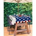 thumbnail image 5 of 4th of July Tablecloth with Umbrella Hole and Zipper Patriotic Freedom Stars Outdoor Tablecloths 60x102 Table Cloths Red White and Blue Stripes Patio Table Cloth Cover for Independence Day Garden, 5 of 6