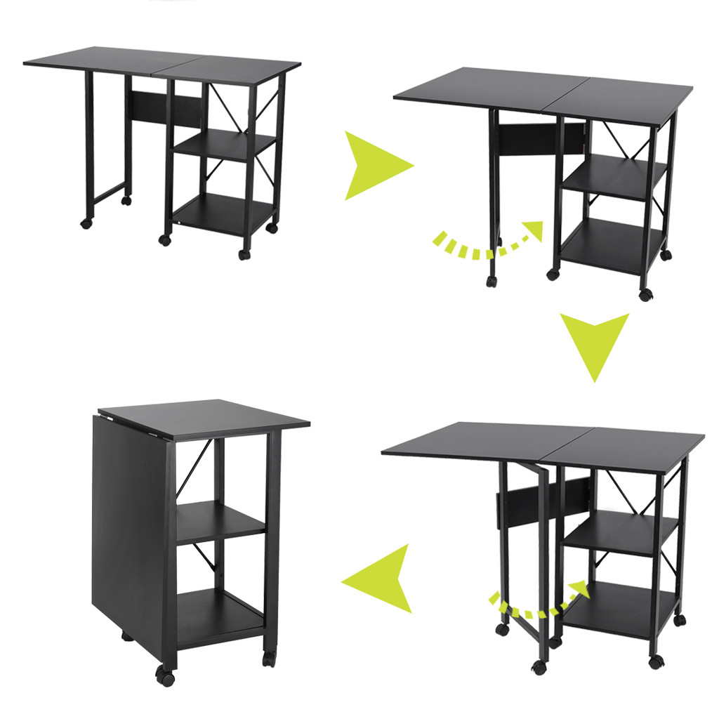 Medcursor Foldable Nbsp Computer Desk With Storage Shelves Study Table For Home Office Black Walmart Com Walmart Com