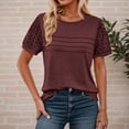 thumbnail image 2 of Razzly Women's T-Shirts Casual Short Sleeve V Neck Lace Trim Blouse Summer Fashion Tops Soft Comfortable Breathable Loose Fit Tee Shirt(Red,2XL), 2 of 5