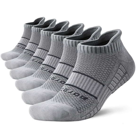 Mqamex Men's Athletic Ankle Socks 6 Pairs, Cushioned Cotton Blend Running Gym Socks with Arch Support