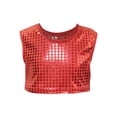 thumbnail image 4 of SGFCWSX Girls Crop Tops Glitter Sleeveless Casual Party Performance Top Red Size 11 Years, 4 of 4