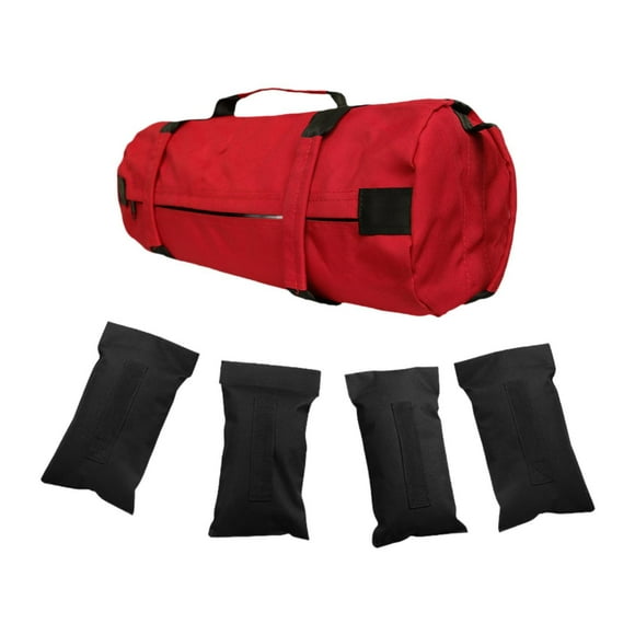 DYNWAVECA Empty Adjustable Weight Sandbag with Handles Workout Sandbag Weightlifting Training Sandbag for Running Homes Training Red