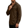thumbnail image 5 of Yusimy Men's Solid Quick Dry Hooded Top with Pocket Long Sleeve Breathable UV Sun Protection Sports Shirt Casual Outdoor for Hiking, 5 of 7