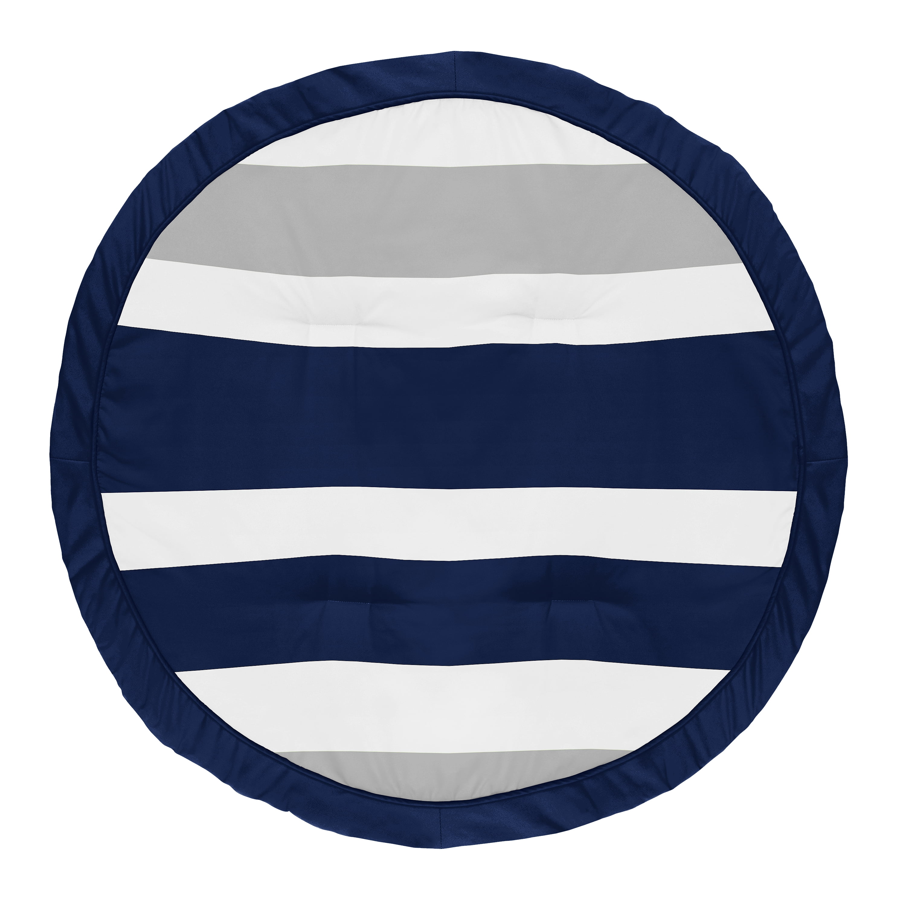 Sweet Jojo Designs Stripe Boy Baby Playmat Tummy Time Infant Play Mat - Navy Blue, Grey and White