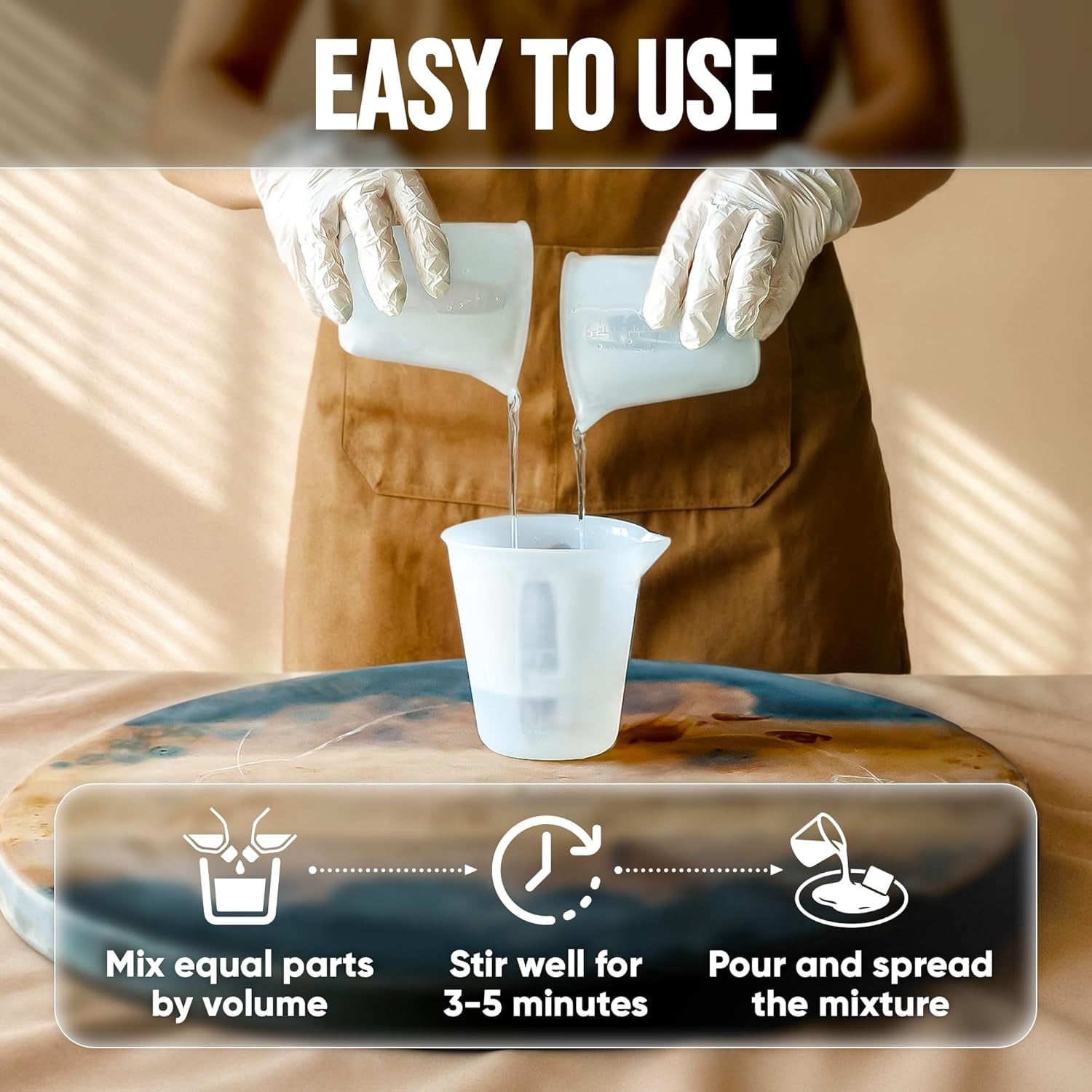 CRAFT RESIN 1 Gallon Table Top Epoxy Resin Kit – 1:1 Mix, Crystal Clear & High Gloss, UV Resistant, Self-Leveling, Resin Epoxy 2 Part for Countertops, DIY Casting, Wood & Art Coating