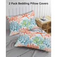 thumbnail image 3 of Ocean Coral Pillow Covers King Size 2 Pack, Orange Red Green Turquoise Plant Branch Soft Bed Throw Pillowcases Breathable Cooling Long Lumbar Body Pillow Sham Cover for Bed Sofa 20''x36'', 3 of 7