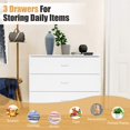 thumbnail image 3 of 3 Drawer Dresser, UHOMEPRO Modern Chest of Drawers for Bedroom, Night Stand Wood Storage Cabinet Dresser Organizer Unit with Handle for Living Room, Closet, Hallway, Small Space, White, 3 of 13