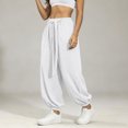 thumbnail image 3 of hoksml Women's Tie Waist Jogger Pants, Solid Color Loose Elastic Cuff Casual Trousers, 3 of 4