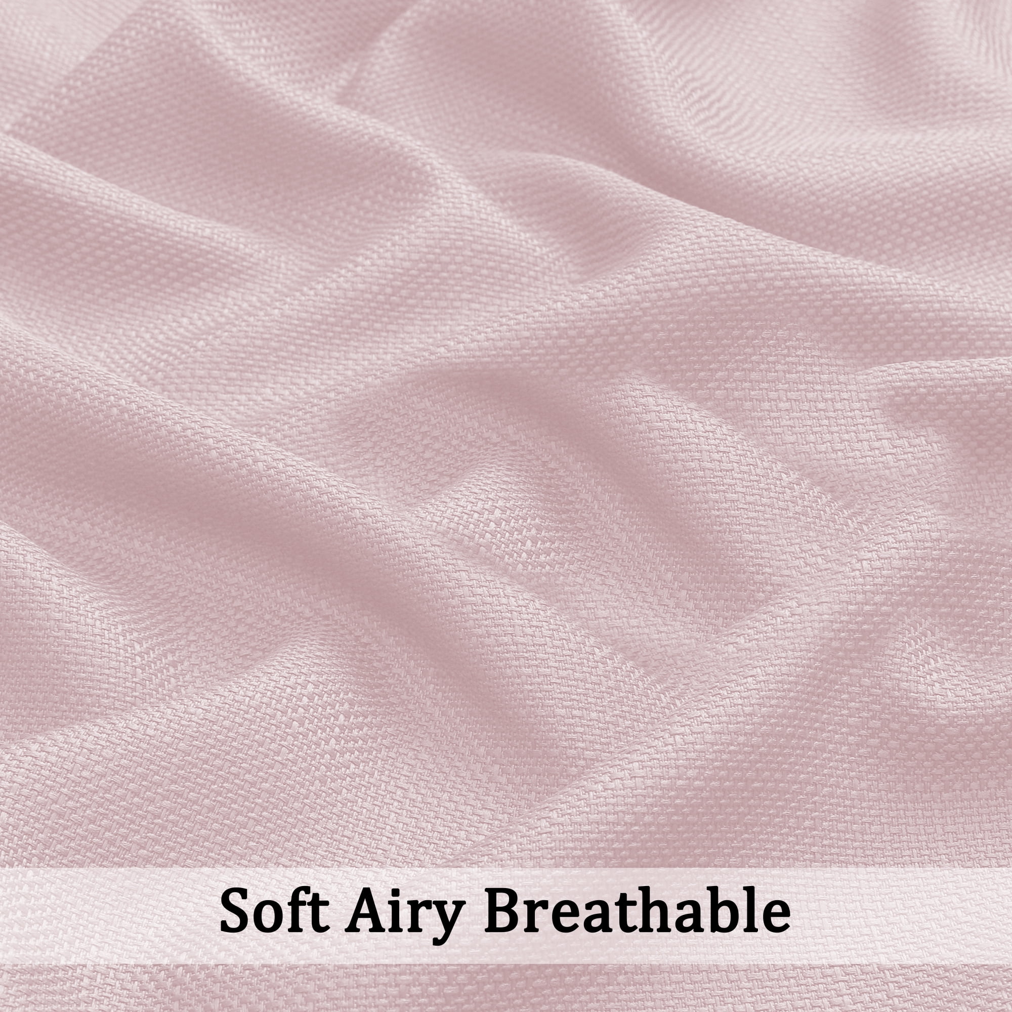 OVZME Bethany Faux Linen Blush Curtains 84 Inches Long 2 Panels Set, Solid Soft Airy Light Filtering Curtains for Bedroom, Slub Textured Farmhouse Rod Pocket Living Room Curtains, 40Wx84L Inch