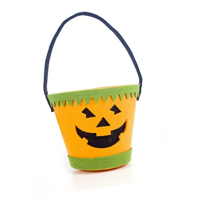 3 Pieces Candy Bucket Holiday Supplies Halloween Prop Handle Convenient Cute Design Compact Size Kid Toy Household Decorations Yellow