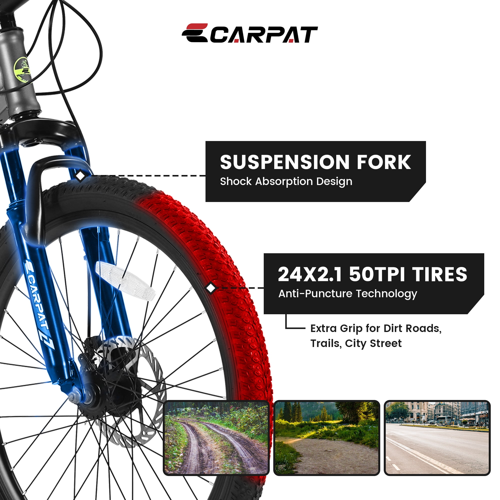 YDSM 24 Inch Mountain Bike  Steel Frame, Shimano 21 Speed Mountain Bicycle with Daul Disc Brakes and Front Suspension MTB   Gray