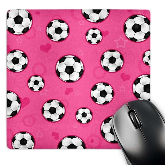 3dRose, Cute Pink Soccer Star Print, MousePad