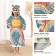 thumbnail image 3 of FORMRS Wearable Blanket Hoodie with Sleeves for Kids Cozy Flannel Sweatshirt, Blue Rainbow, 3 of 7