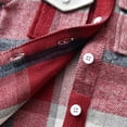 thumbnail image 5 of FYMNSI Kids Boys Flannel Plaid Casual Shirts Button Down Shirt Toddler Flannel Shirt Family Matching Tops 6-7 Years Red, 5 of 6