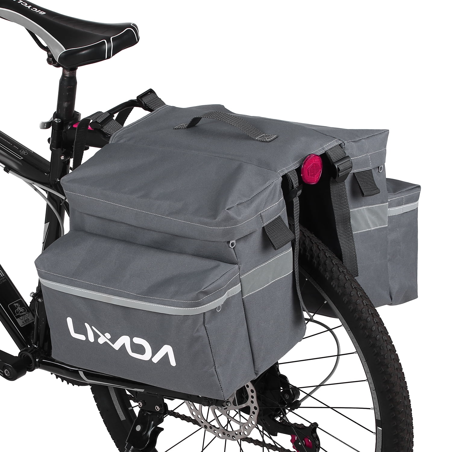 Lixada Bicycle Pannier Bag Bike Trunk Rear Rack Bag with Reflective
