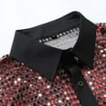thumbnail image 6 of VSSSJ Men's Shiny Sequin Shirt Sparkling Long Sleeve Button Down Collar Slim Fit Party Nightclub Tops Wine XXXL, 6 of 8
