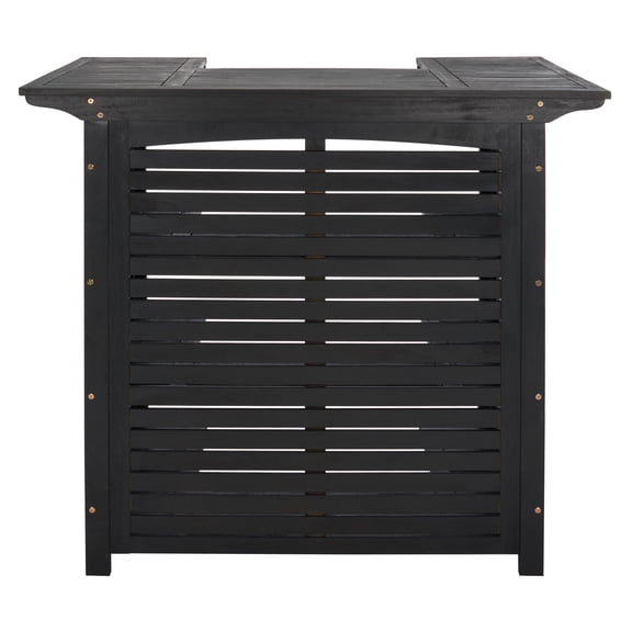 SAFAVIEH 46" Acacia Wood Patio Bar Table with Weather-Resistant Feature, Black