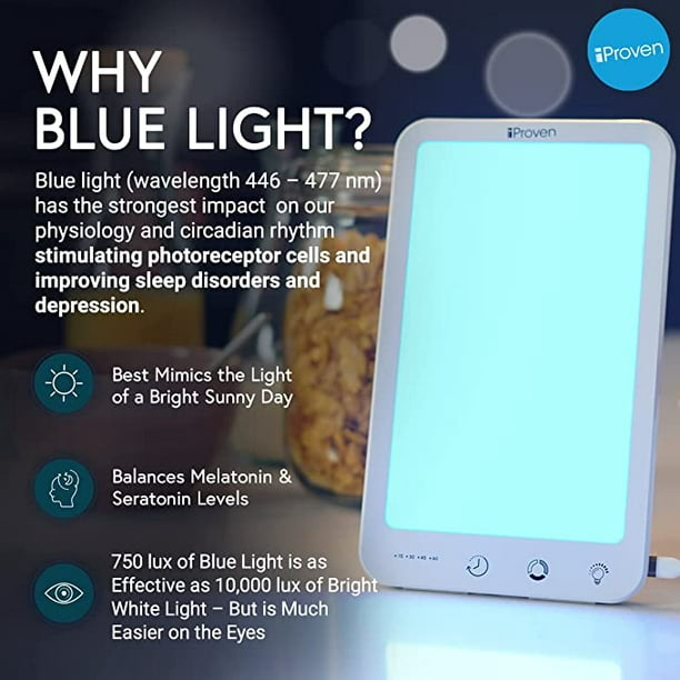 New 2023 iProven SAD Light Therapy Lamp - Low-Intensity Blue Light (640 Lux) to Bright White Light (12,000 Lux) with Seasonal Depression - 3 Colors, 15 Light Modes, Timer Function - Walmart.com