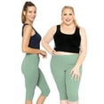 thumbnail image 2 of Stretch Is Comfort Women's Cotton Knee Length Leggings Sage Green Medium, 2 of 6
