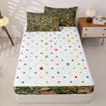 thumbnail image 4 of jejeloiu Ancient Floral Zipper Twin Comforter Sets with Fitted Sheet and 2 Pillowcases For Girls,Garden Print Zipper Bedding Set,Green Multicolor,Polkadot Reversible,4 Pieces, 4 of 7